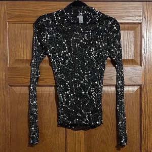 Amazon mesh long sleeve sparkly stars top